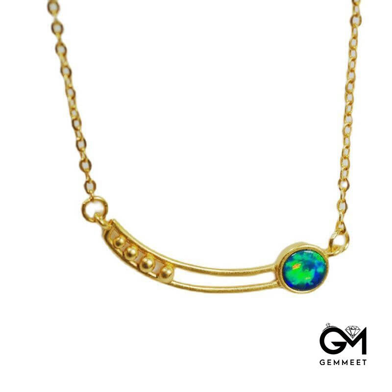 Simple Opal Gold Plated Necklace