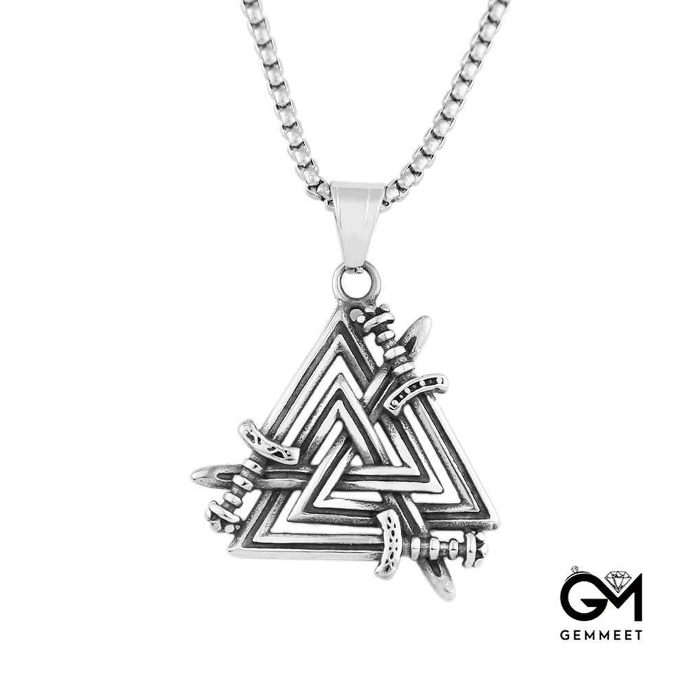 Vintage Titanium Steel Triangle Pendant Necklace