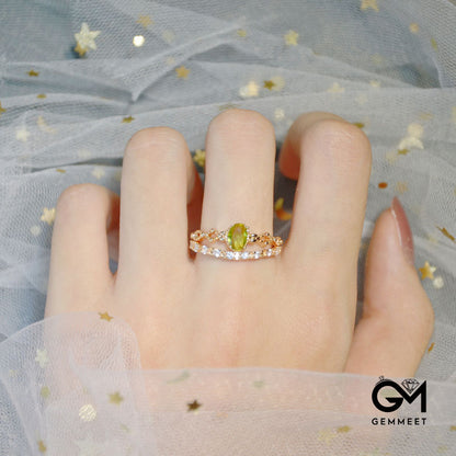 Luxury Green and White Zircon Gold Plated Ring