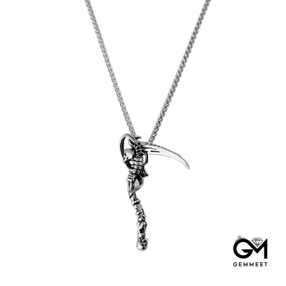 Titanium Steel Personality Skull Sickle Necklace