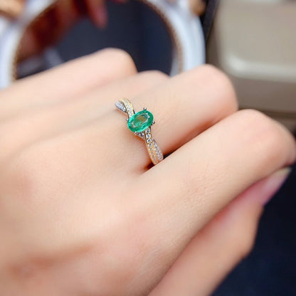 Imitation Natural Colombian Emerald Ring Hearts and Arrows Micro-set Women's Ring