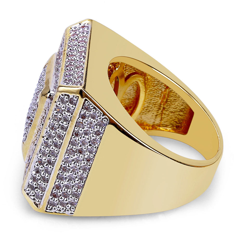 Micro-inlaid Zircon Hip Hop Square Ring for Men