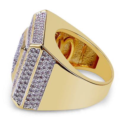 Micro-inlaid Zircon Hip Hop Square Ring for Men