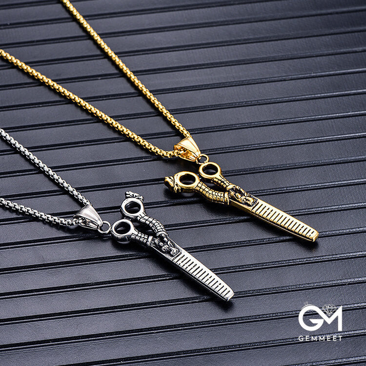 Stainless Steel Scissors Pendant Necklace