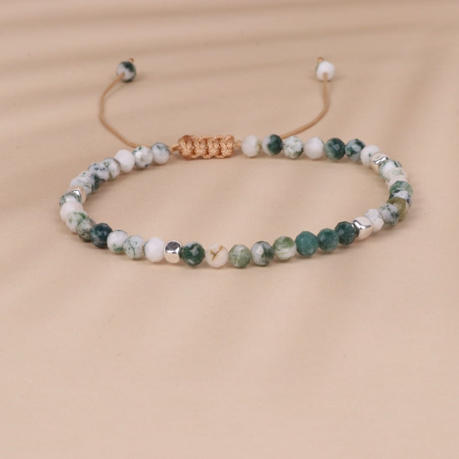 Tree Pattern Water Grass Stone Bead Bracelet