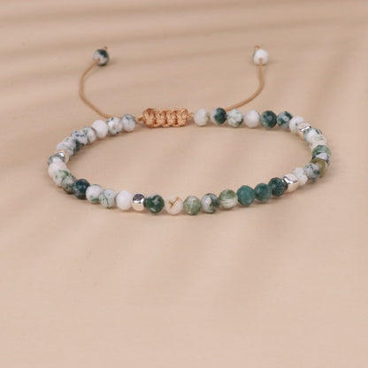 Tree Pattern Water Grass Stone Bead Bracelet