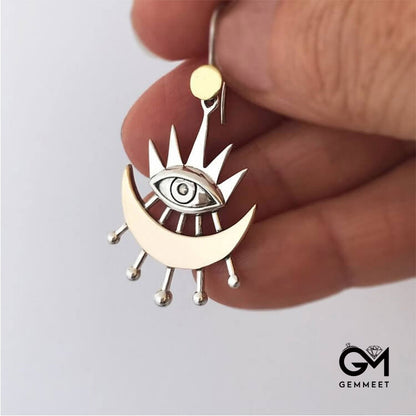 Evil Eyes Moon Earrings