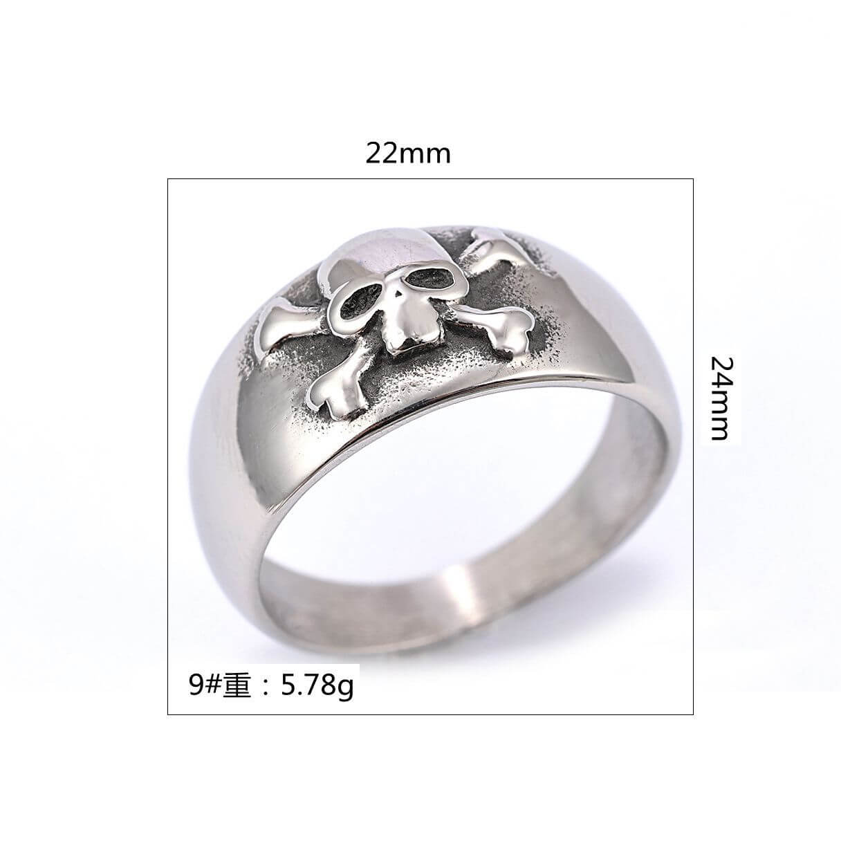 Personality Circle Titanium Steel Vintage Skull Ring for Men