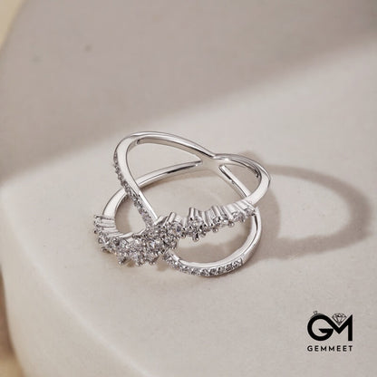 S925 Pure Silver Zircon Double Line Ring