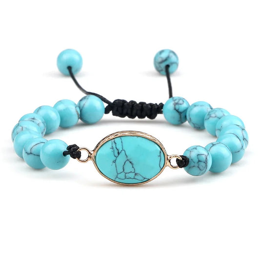 Turquoise Stone Beaded Opalite Bracelet