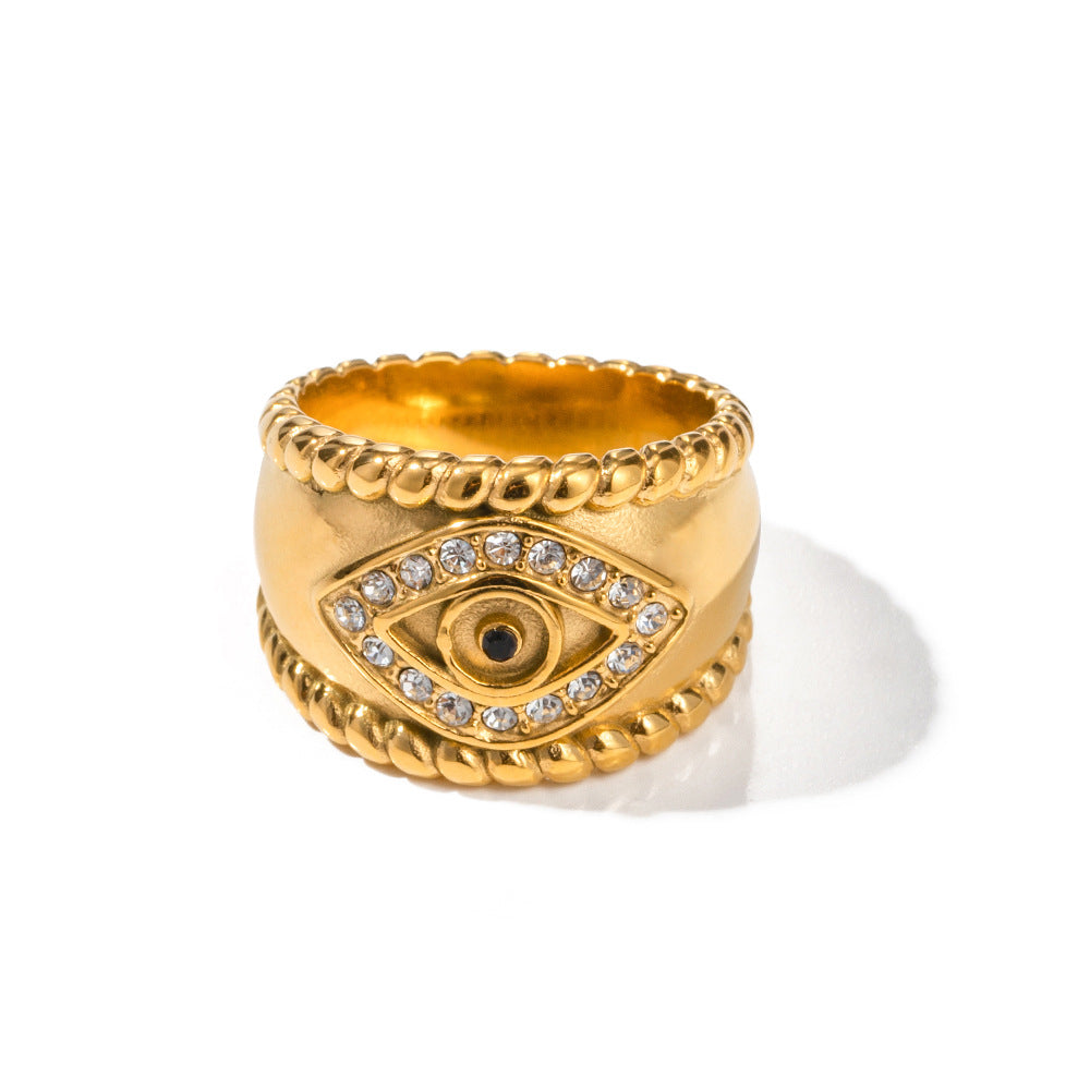 Gold Plated Black Zircon Devil's Eye Ring