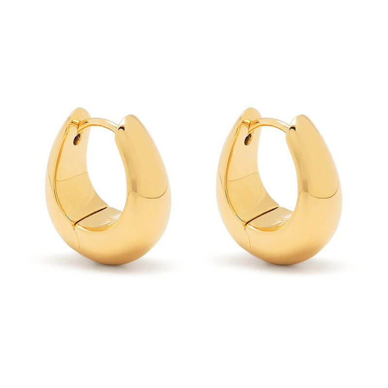 Retro Gold Eggshell Earrings Simple Fashion High Sense Water Drop Metal Circle Earrings