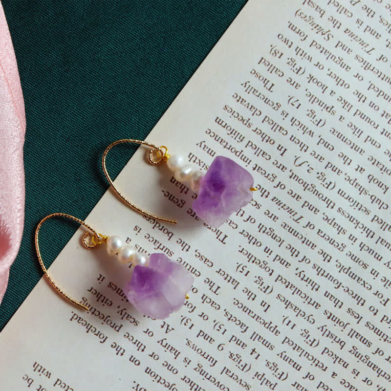 Natural Amethyst Healing Dangle Earrings