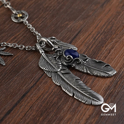 Titanium Steel Angel Wish Crystal Feather Necklace