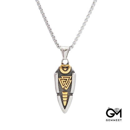 Titanium Steel Viking Arrow Triangle Logo Necklace