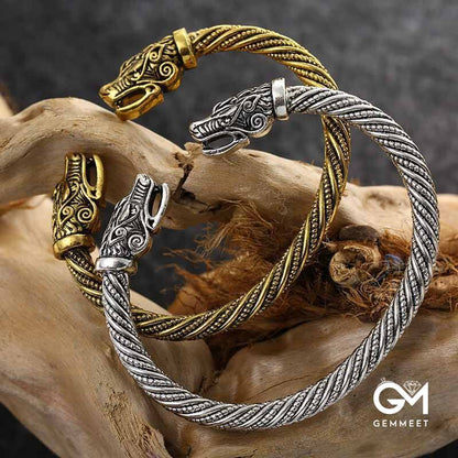 Woven Viking Vintage Wolf Head Tiger Head Bracelet