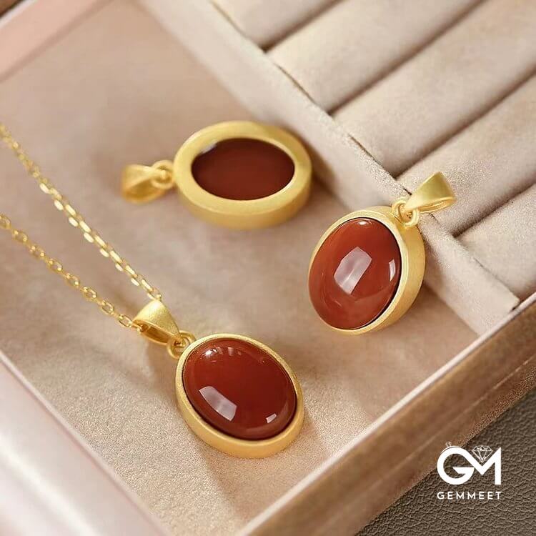 Red Agate Gold Plated Necklace