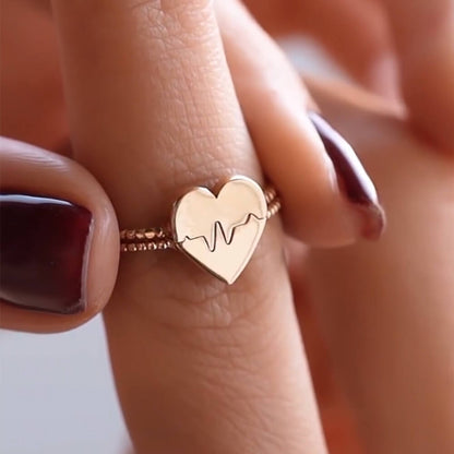 Love Couple Heartbeat Combine Ring