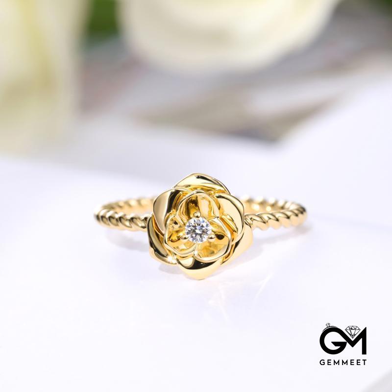 Gold-plated Rose Zircon Ring