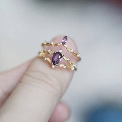 Vintage Floral Veiled Amethyst Ring