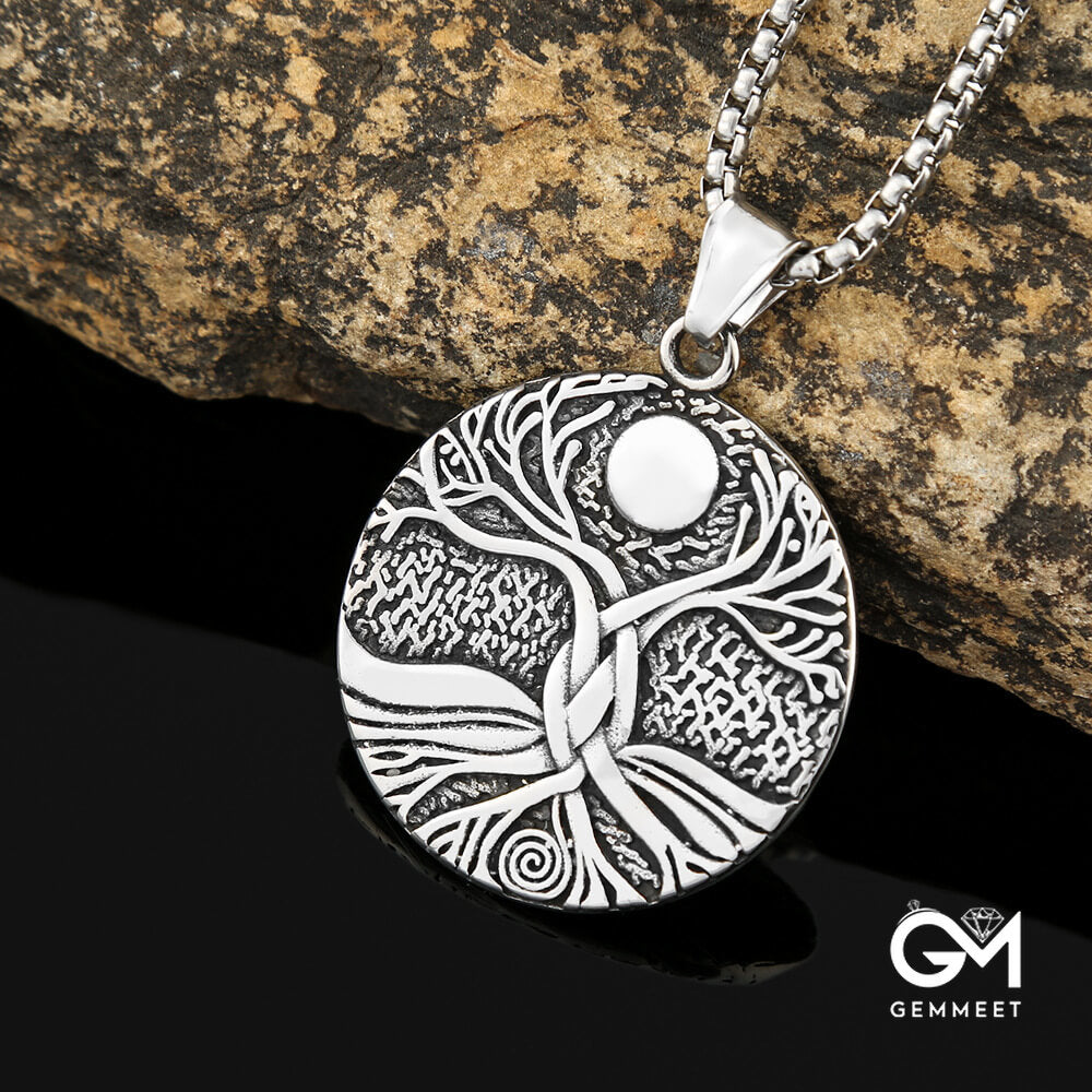 Tree of Life Stainless Steel Viking Necklace