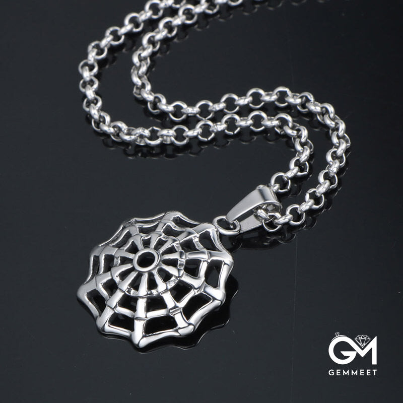 Spiderweb Titanium Steel Dreamcatcher Necklace