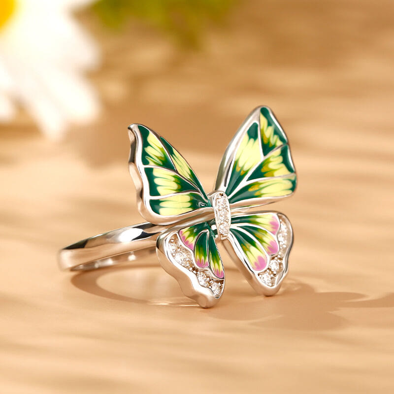 "Mystical Butterfly" Sterling Silver Zircon Necklace & Earrings & Ring