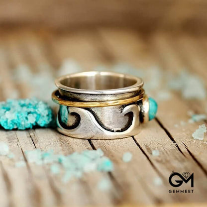 Retro Fidget Wave Turquoise Ring