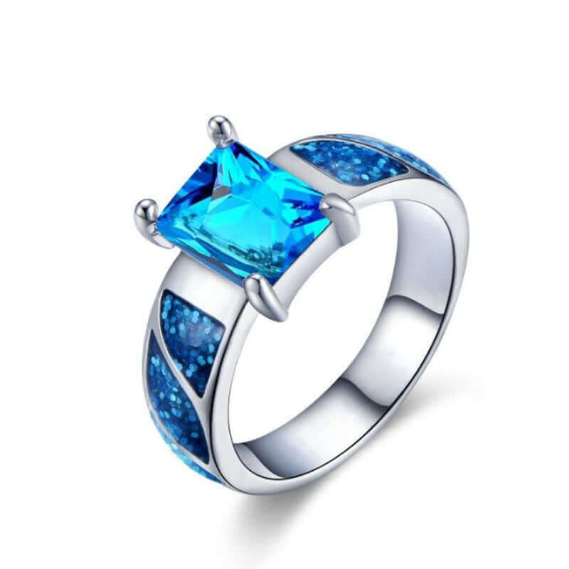 Retro Blue Opal With Sapphire Ring