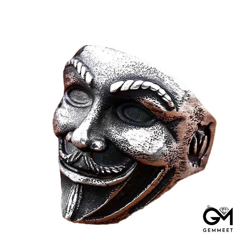 Retro Vendetta Joker Mask Titanium Steel Ring