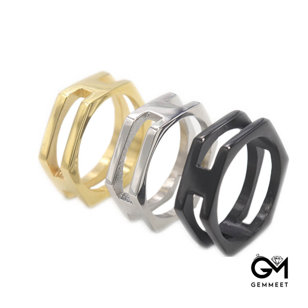 Irregular Polygon Polychromatic Ring for Men