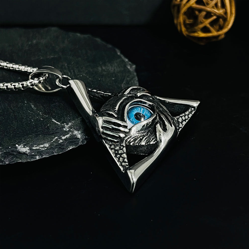 Vintage Men's Devil's Eye Pendant Necklace