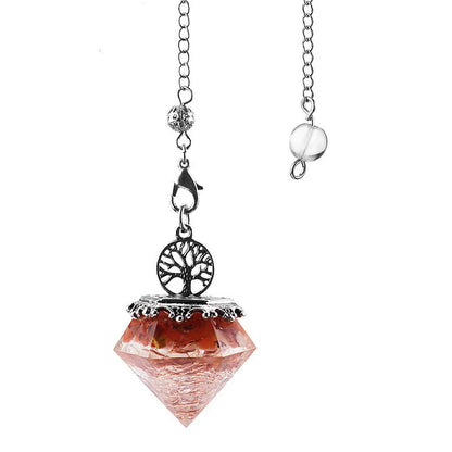 Natural Crystal Geometric Tree of Life Pendulum