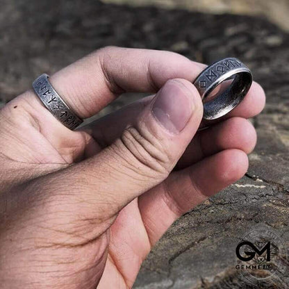 Vintage Norse Viking Rune Script Titanium Steel Ring