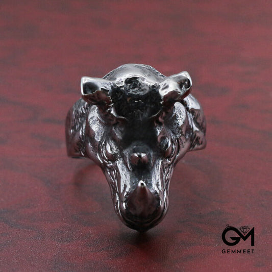 Rhino Head Animal Alloy Ring