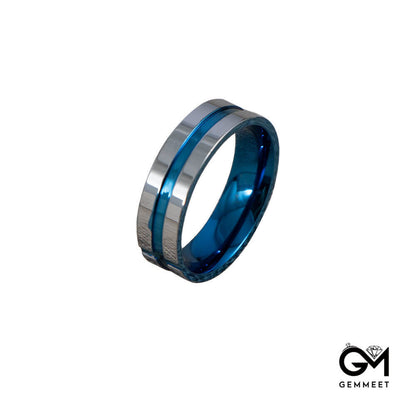 Stainless Steel Corkscrew Cross Blue Ring