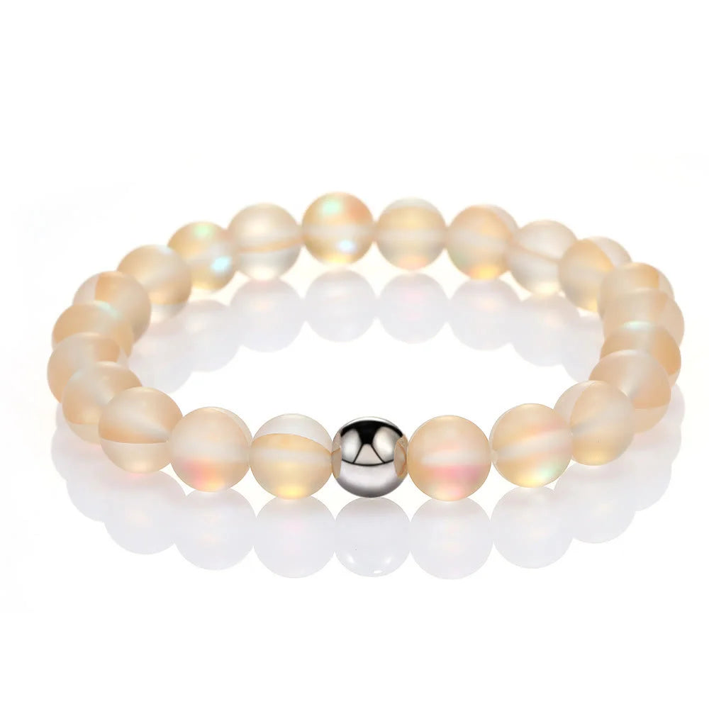 Pale Yellow Crystal Glass Bead Bracelet