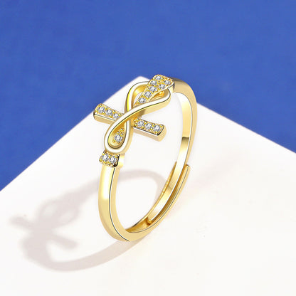 Wireless and Cross Zircon Ring