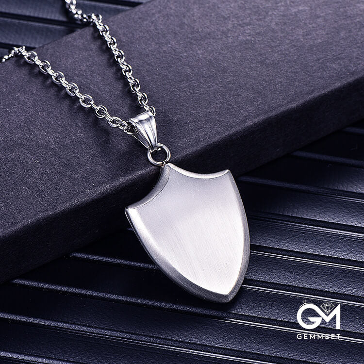 Titanium Steel Triangle Shield Necklace for Men