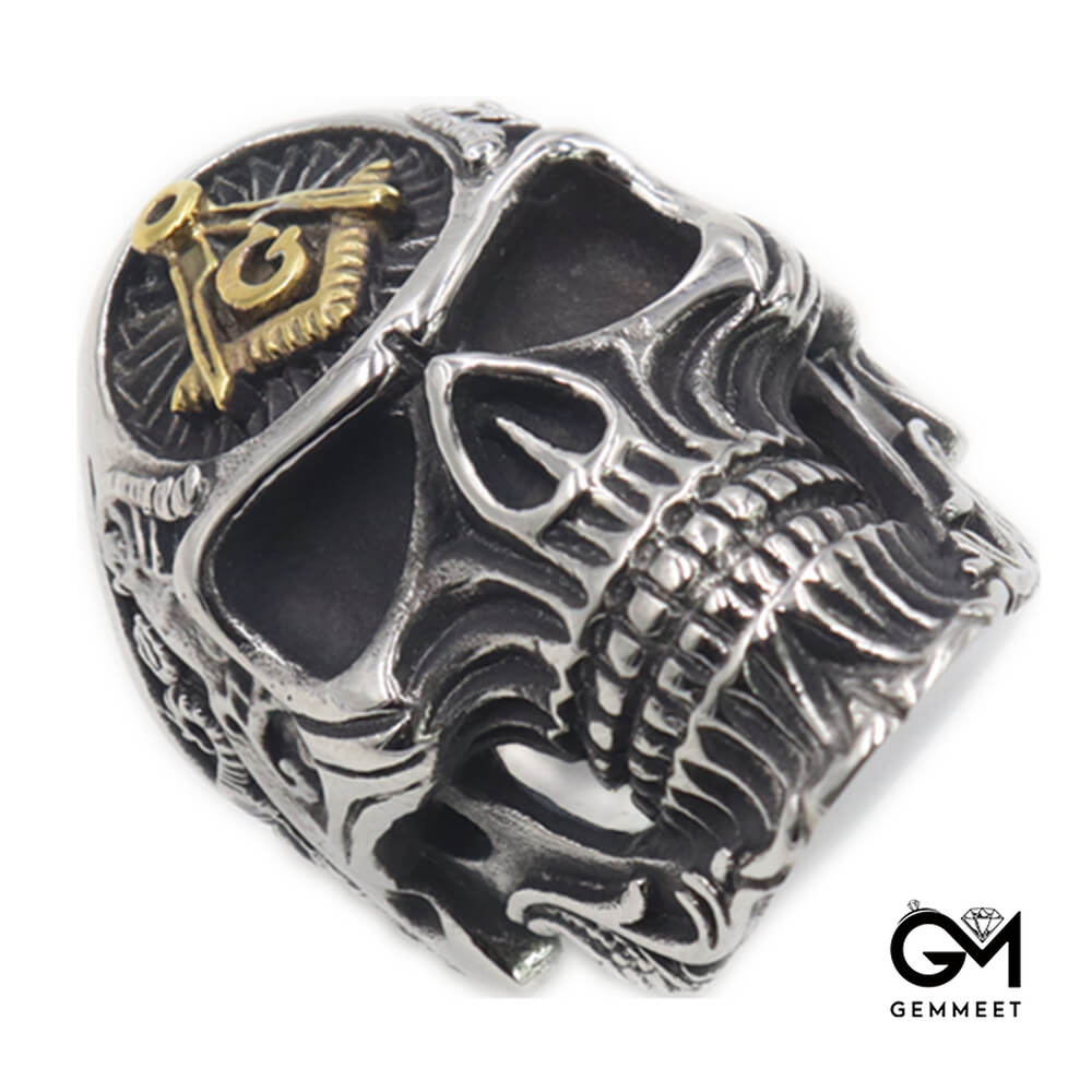 Stainless Steel Colorful AG Skull Ring