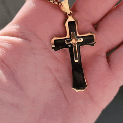 Two Tone Cross Faith Necklace