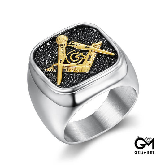 Stainless Steel Plating Blackened AG Men's Ring