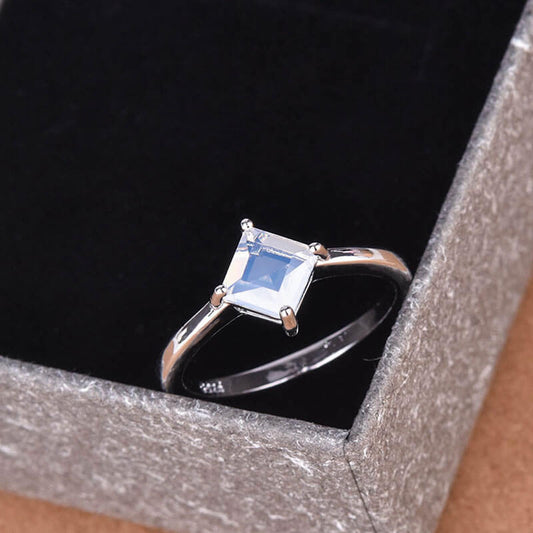 Minimalism Square Cut Moonstone Ring