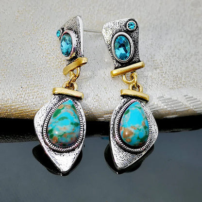 Emperor Stone Blue Topaz Silver Earrings