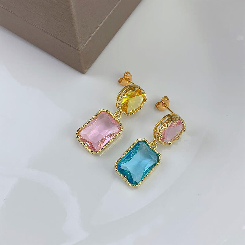 Retro Baroque AB Style Earrings Colorful Treasure Earrings