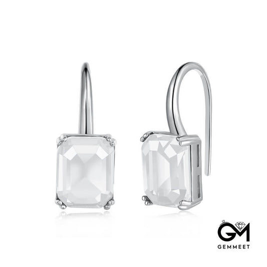 S925 Silver Rectangular Crystal Earrings