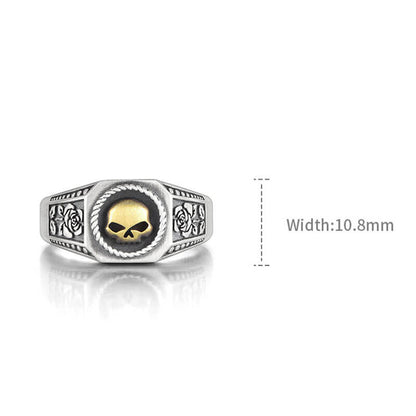 Golden Skull Rose Totem Adjustable Signet Ring