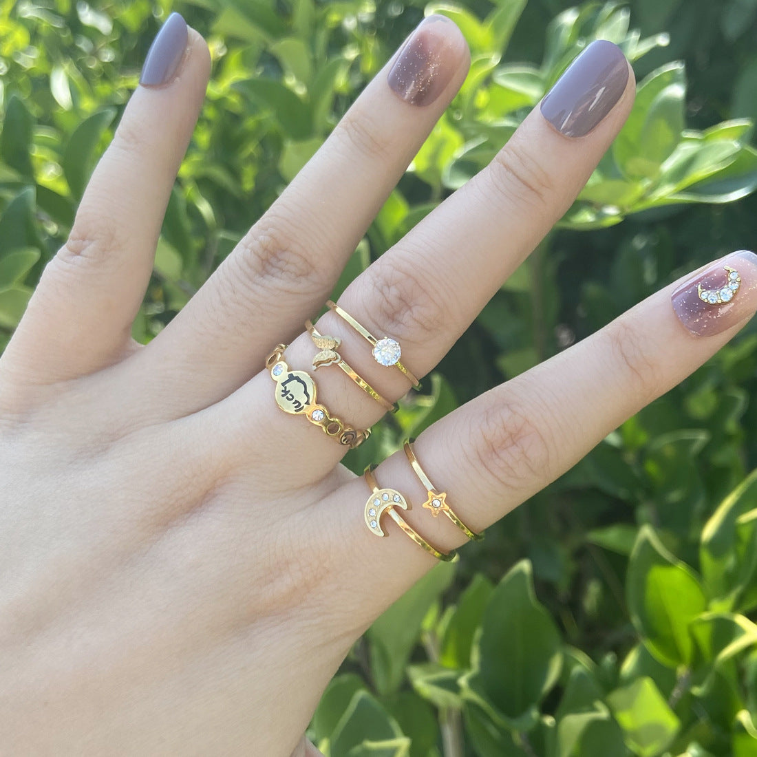 Stars Moon Butterfly Smiley Face Ring