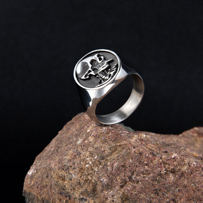 Halloween Retro Punk Pipe Skull Ring