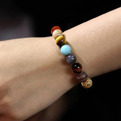 Cosmic Galaxy Colorful Stone Seven Chakra Yoga Bracelet